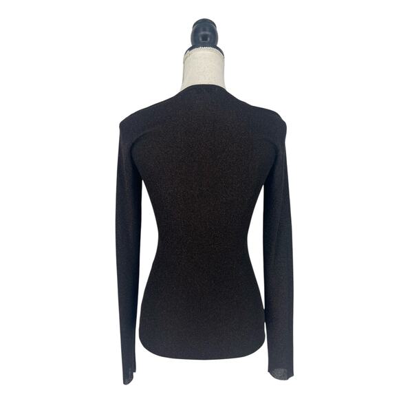 Brunello Cucinelli Metallic V-Neck Long Sleeve Top - Picture 9 of 12